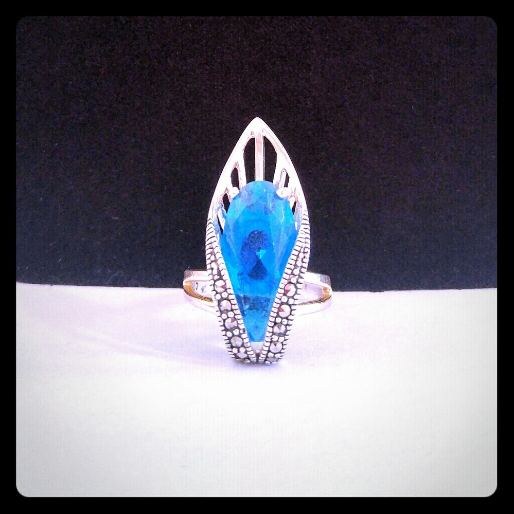 925 Blue and Silver Ring